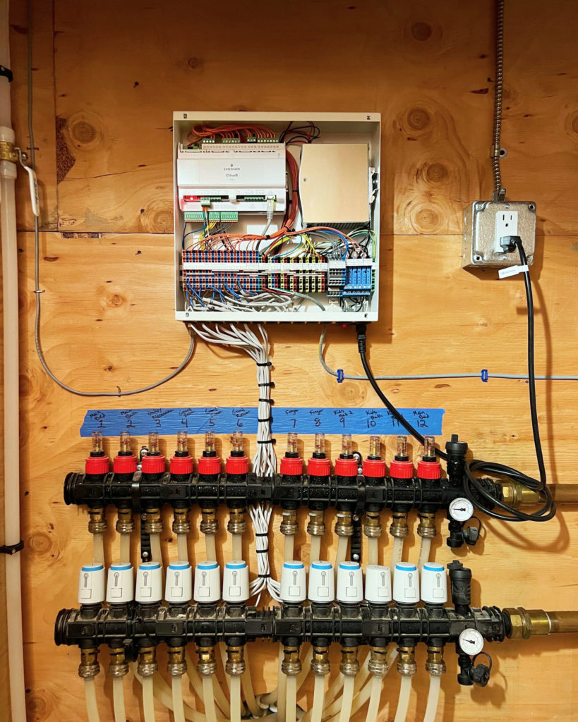 Messana mZone managing distribution manifold to provide hydronic heating and cooling.