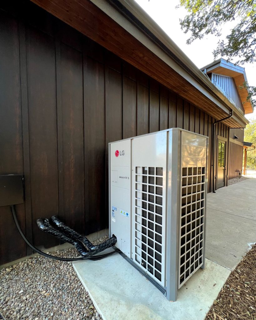 LG Multi V 5 heat pump that utilizes a Hydro Kit to transfer thermal energy from refrigerant to water.